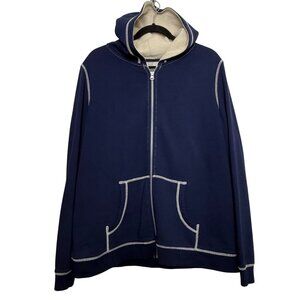 Hanna Andersson Dark Blue Sherpa Lined Zip Up Jacket Hoodie Sz XL